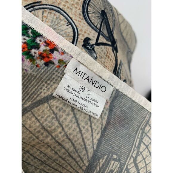 MITANDIO 100% silk bicycle print scarf 42 by 39 - Picture 5 of 5